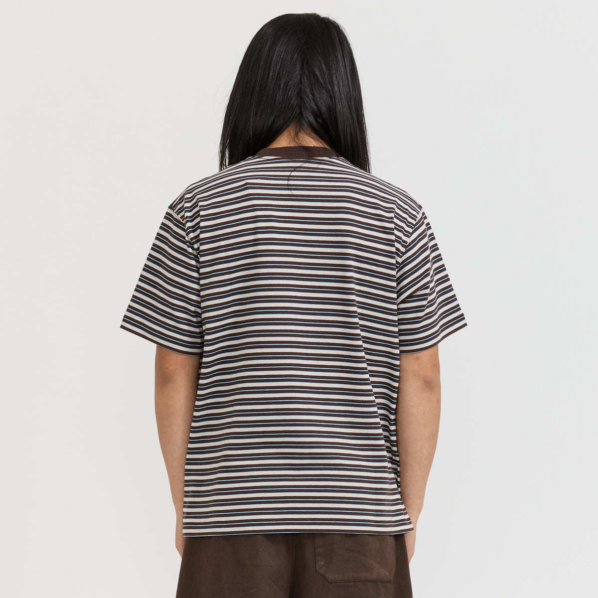 Danton | Pocket T-Shirt Dark Brown/Beige/Sax Multi | Maplestore