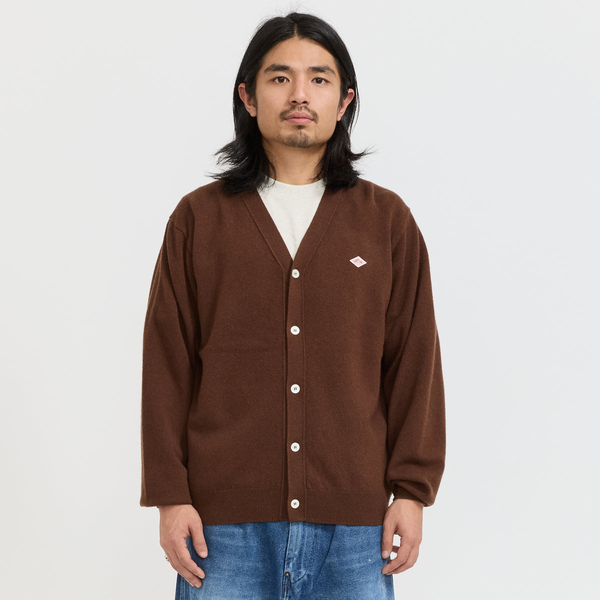Danton | V Neck Cardigan Beige Brown | Maplestore