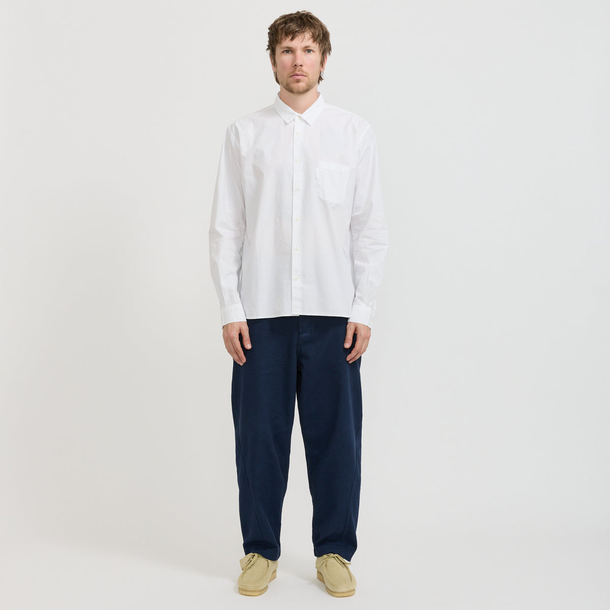 YMC Curtis Shirt in White - model 1