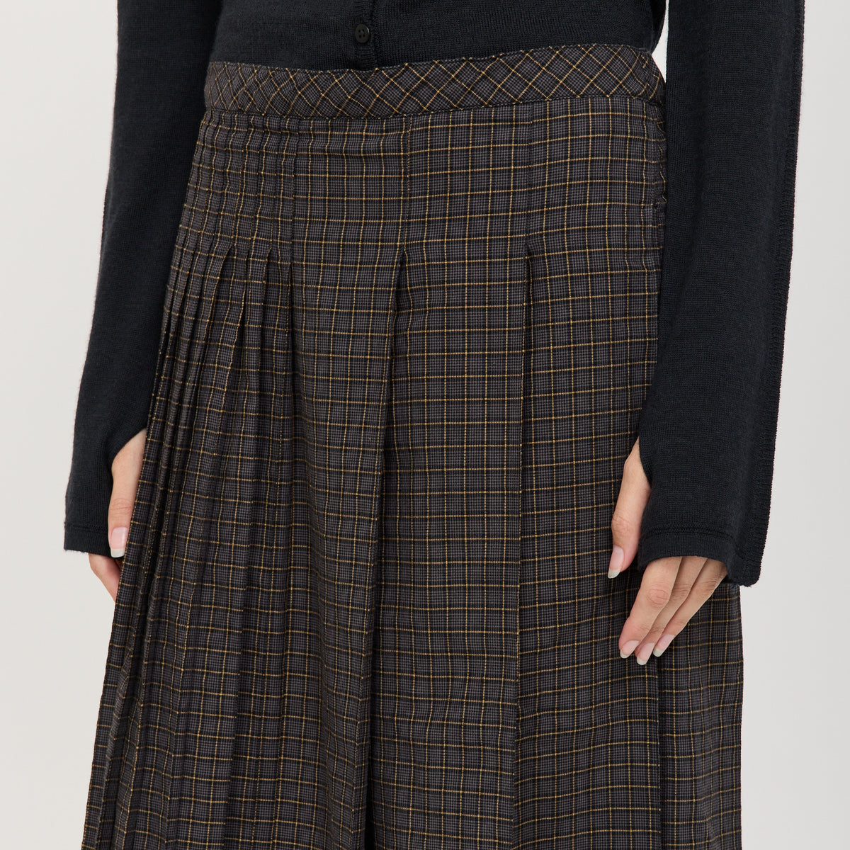 YMC Rosetta Skirt in Grey Multi - model 7