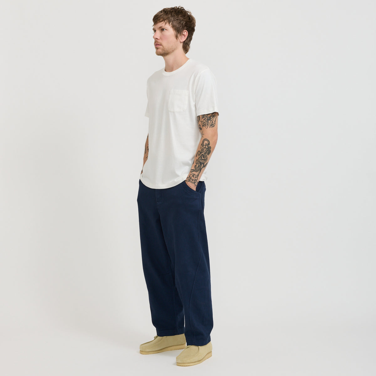 YMC Twisted Seam Trouser in Navy - model 3