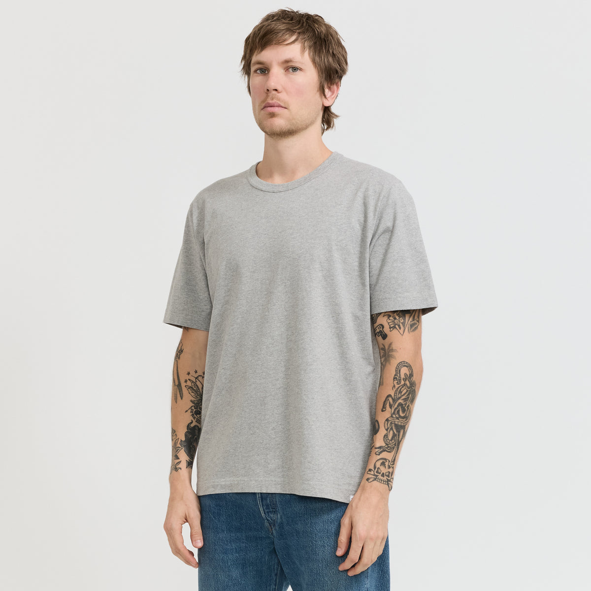 Norse Projects Elmelunde Soft Compact Cotton T-Shirt Grey Melange - image 1