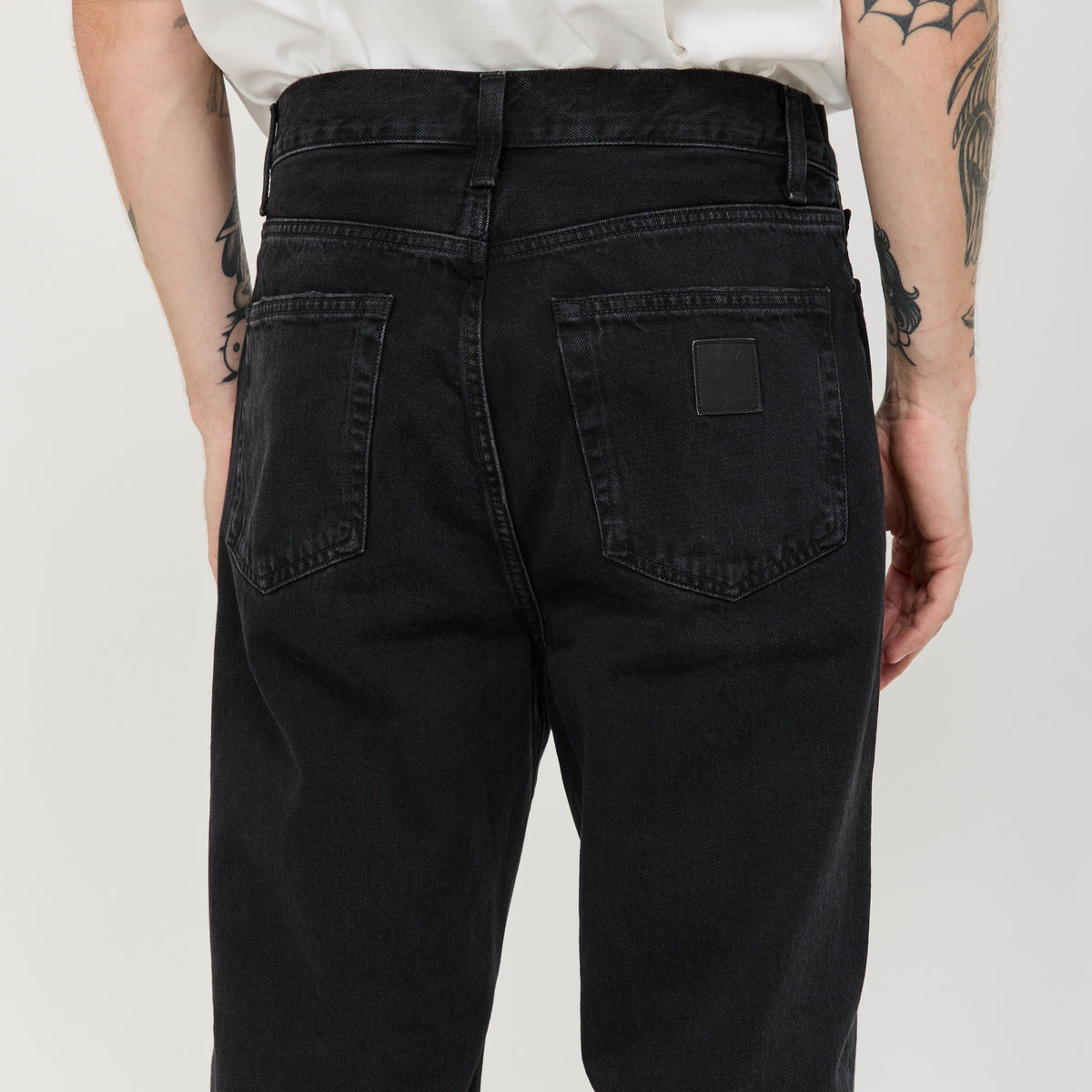 Aaron Pant Black Stone Washed Contrast Stitch