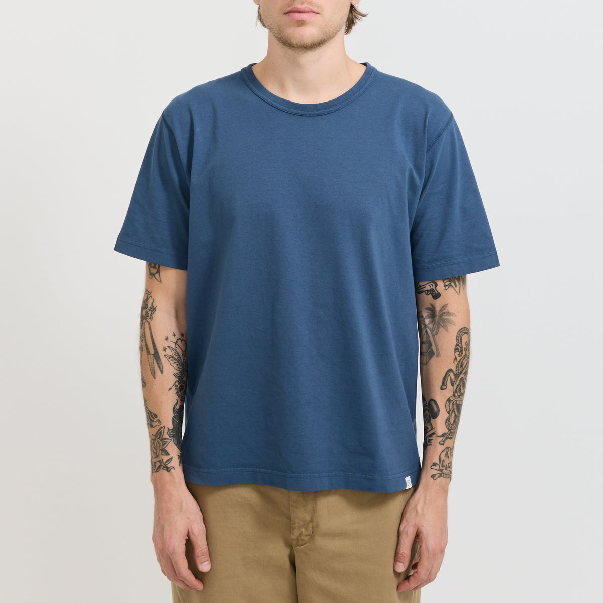 Norse Projects Elmelunde Soft Compact Cotton T-Shirt Dark Blue - image 4