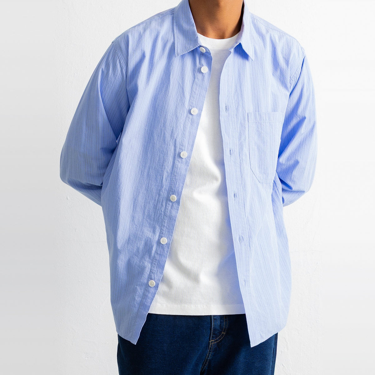 Easy Fit Shirt Blue Fine Stripe