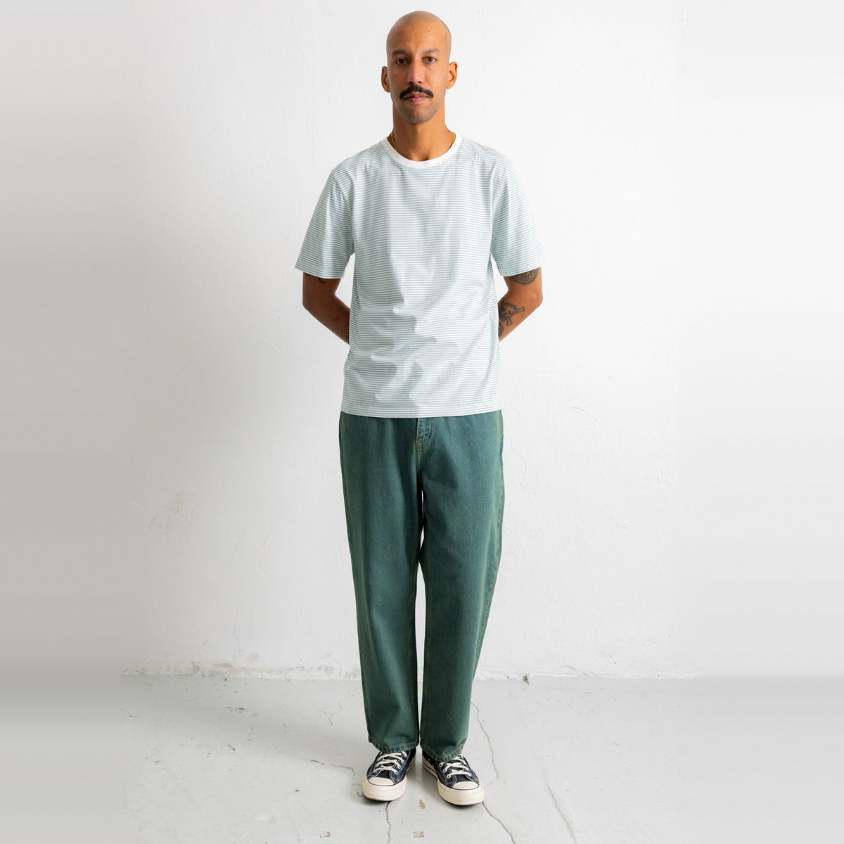 1X1 Stripe T-Shirt Blue Oxide / Ecru
