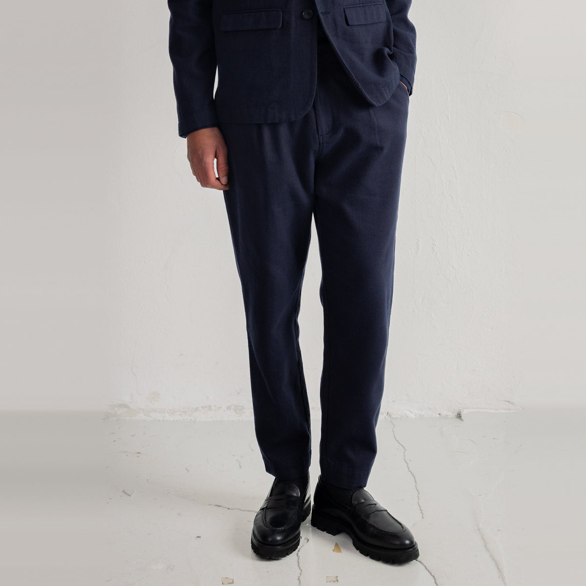 Assembly Suit Trouser Navy Bronze Brushed Stripe
