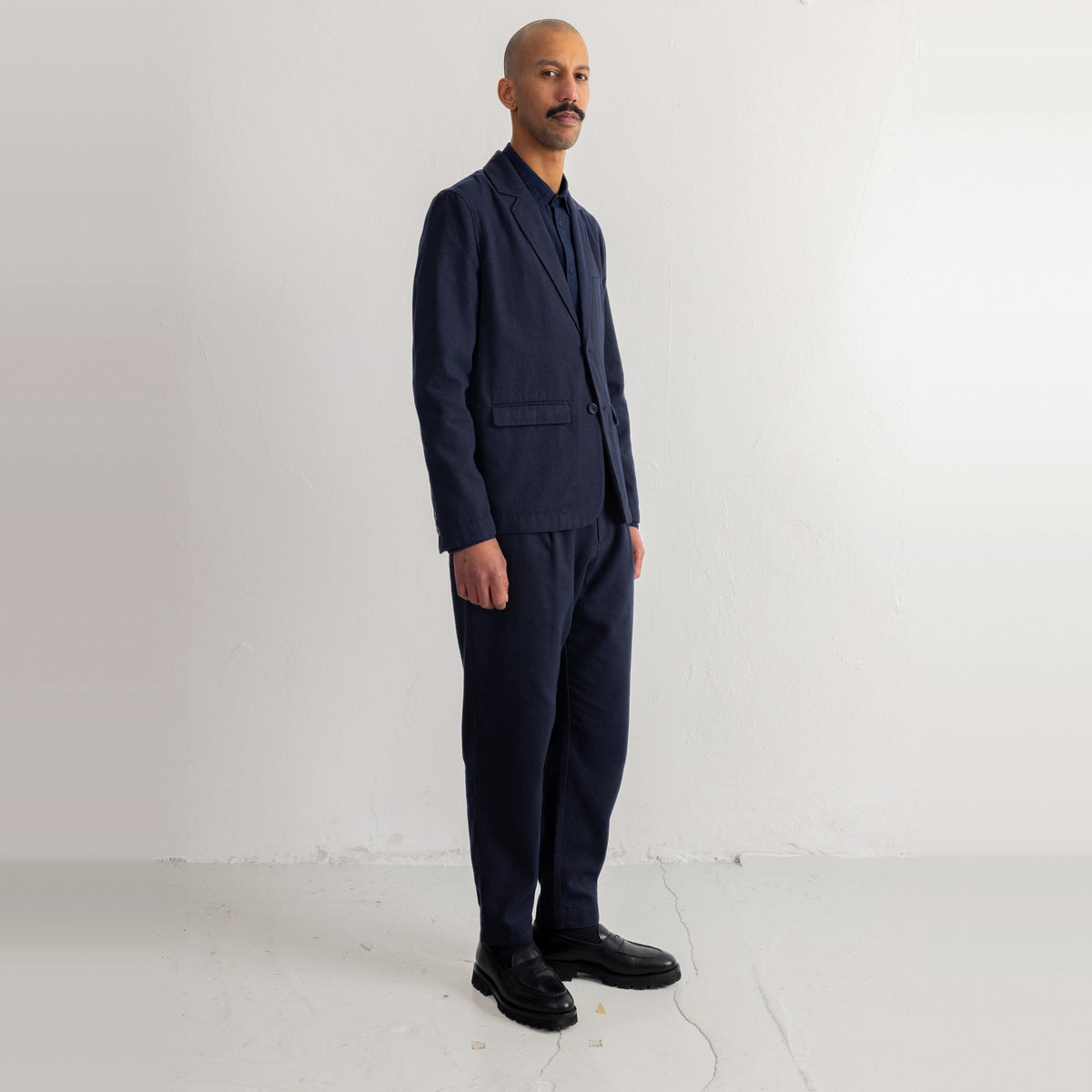 Assembly Suit Trouser Navy Bronze Brushed Stripe