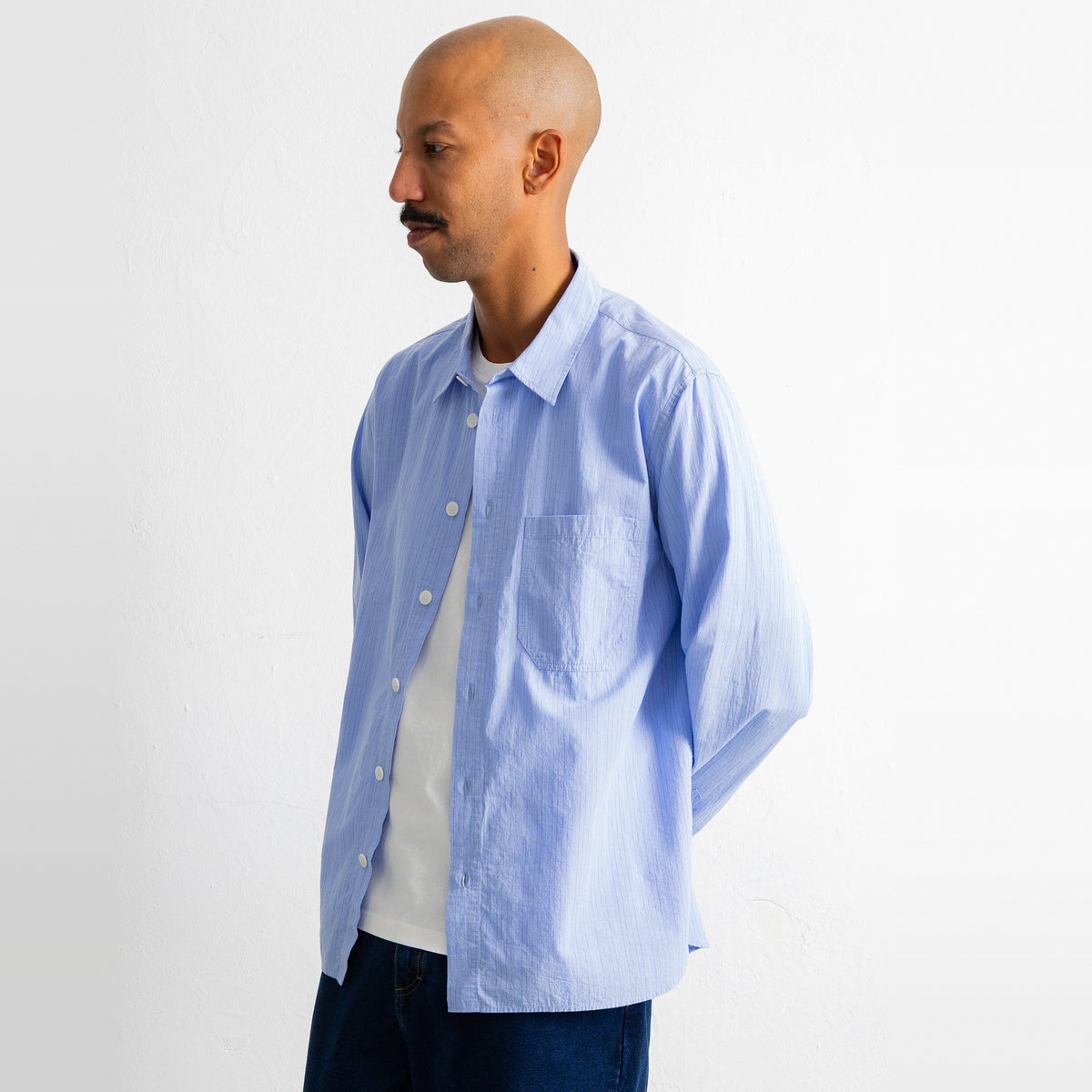 Easy Fit Shirt Blue Fine Stripe