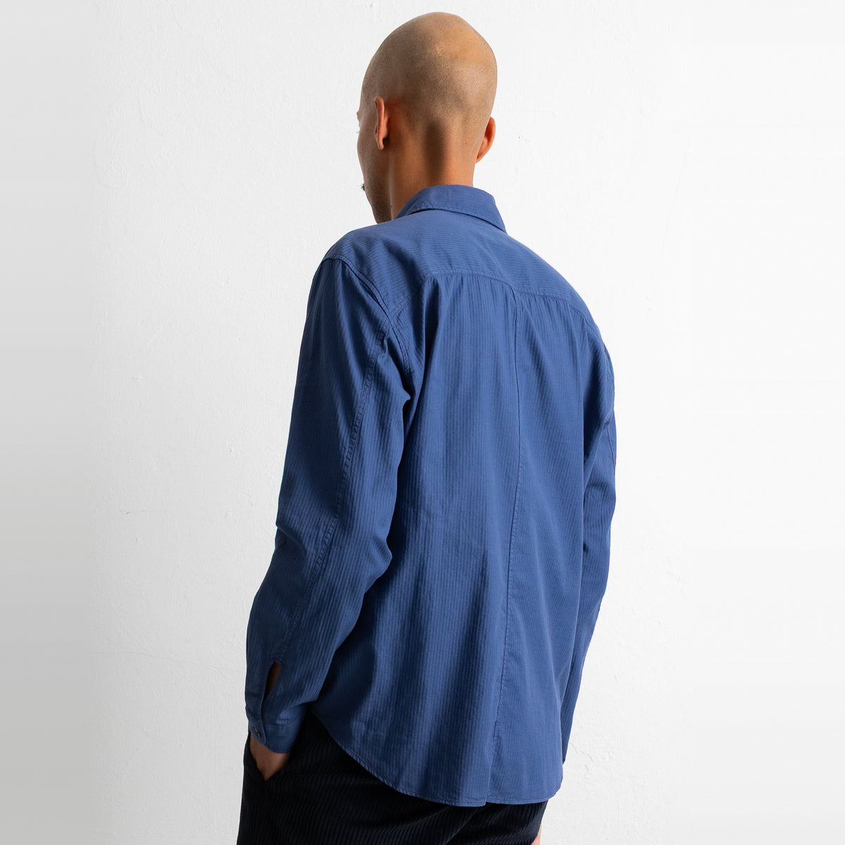 Herringbone Curve Shirt Soft Navy