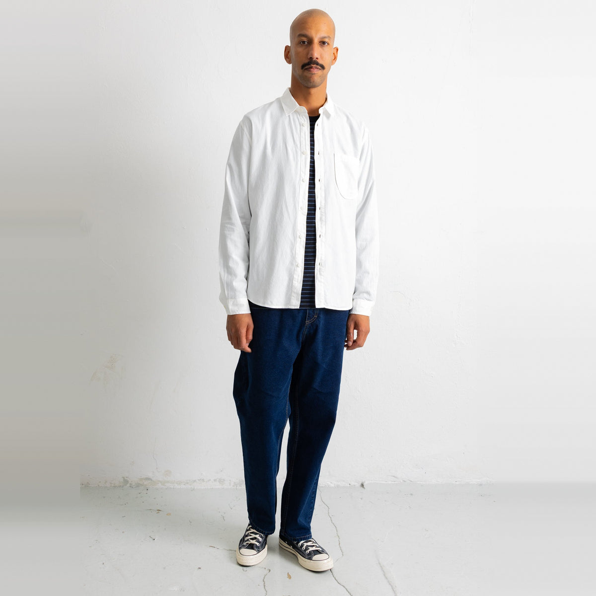 Herringbone Curve Shirt Off White