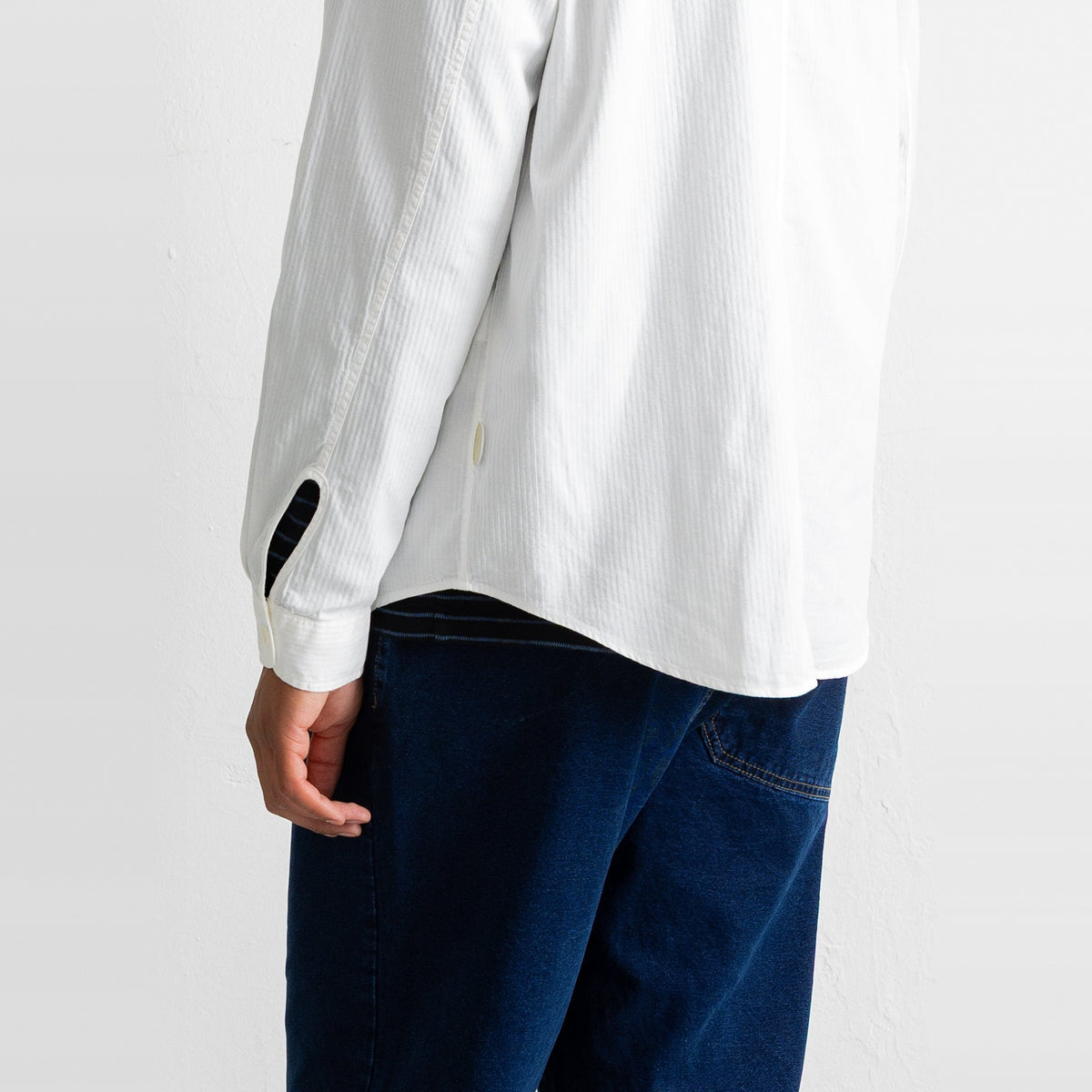 Herringbone Curve Shirt Off White