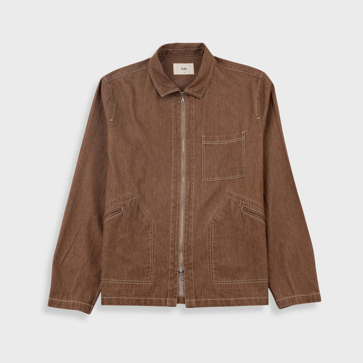 Zip Overshirt Mink Twill Denim