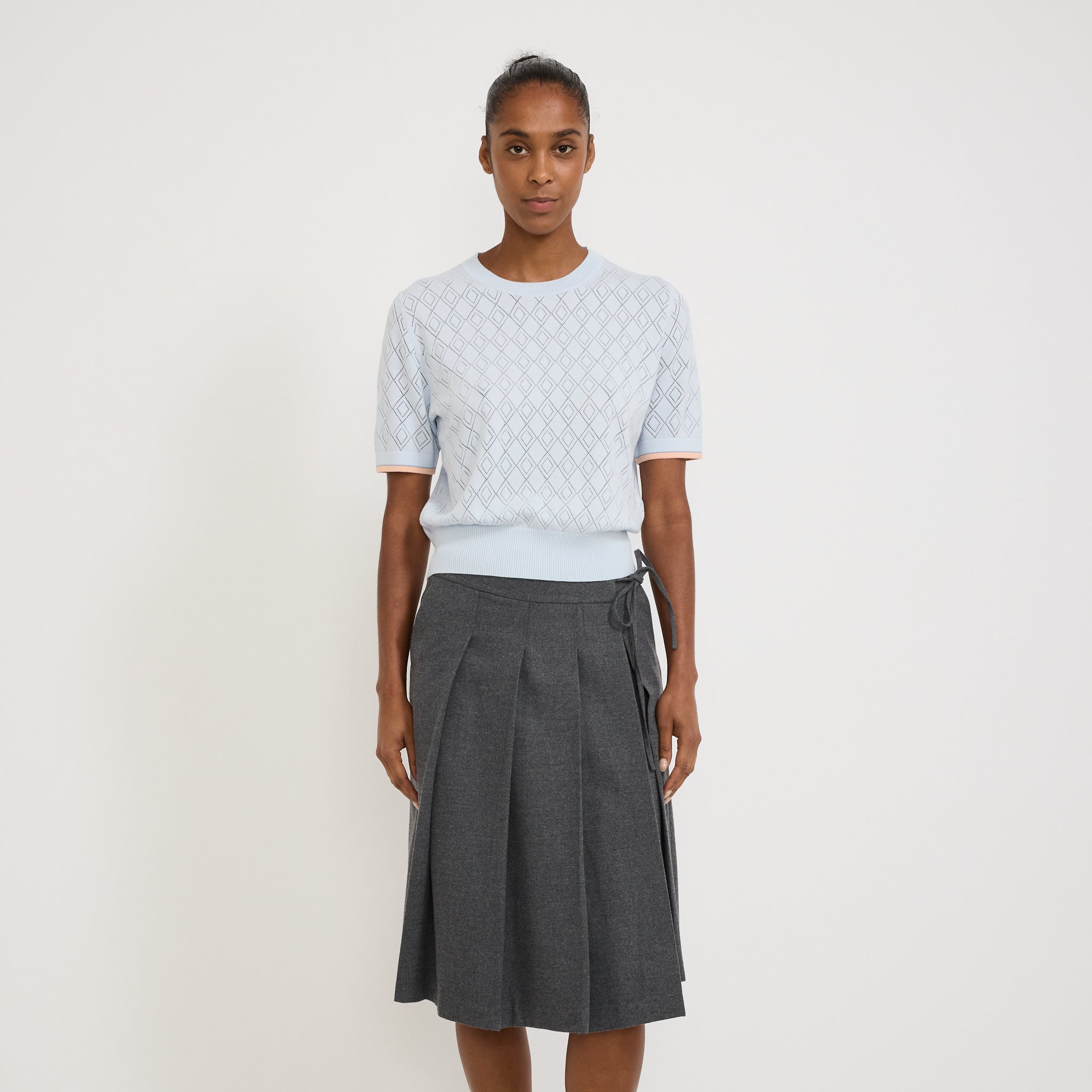 Le Mont Saint Michel | Soldiana Eyelet Top Blue | Maplestore
