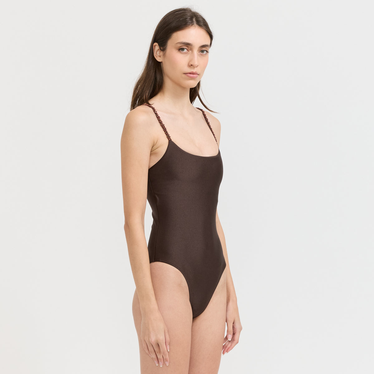 C.Design | Hand Beaded Square Maillot Seppia | Maplestore