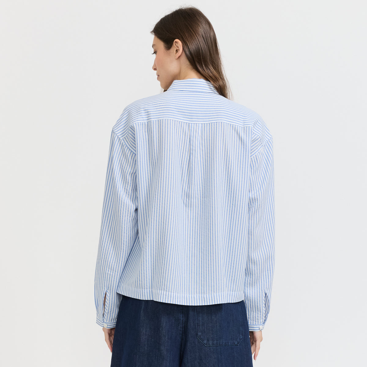 YMC | Marianne Shirt White/Blue Stripe | Maplestore