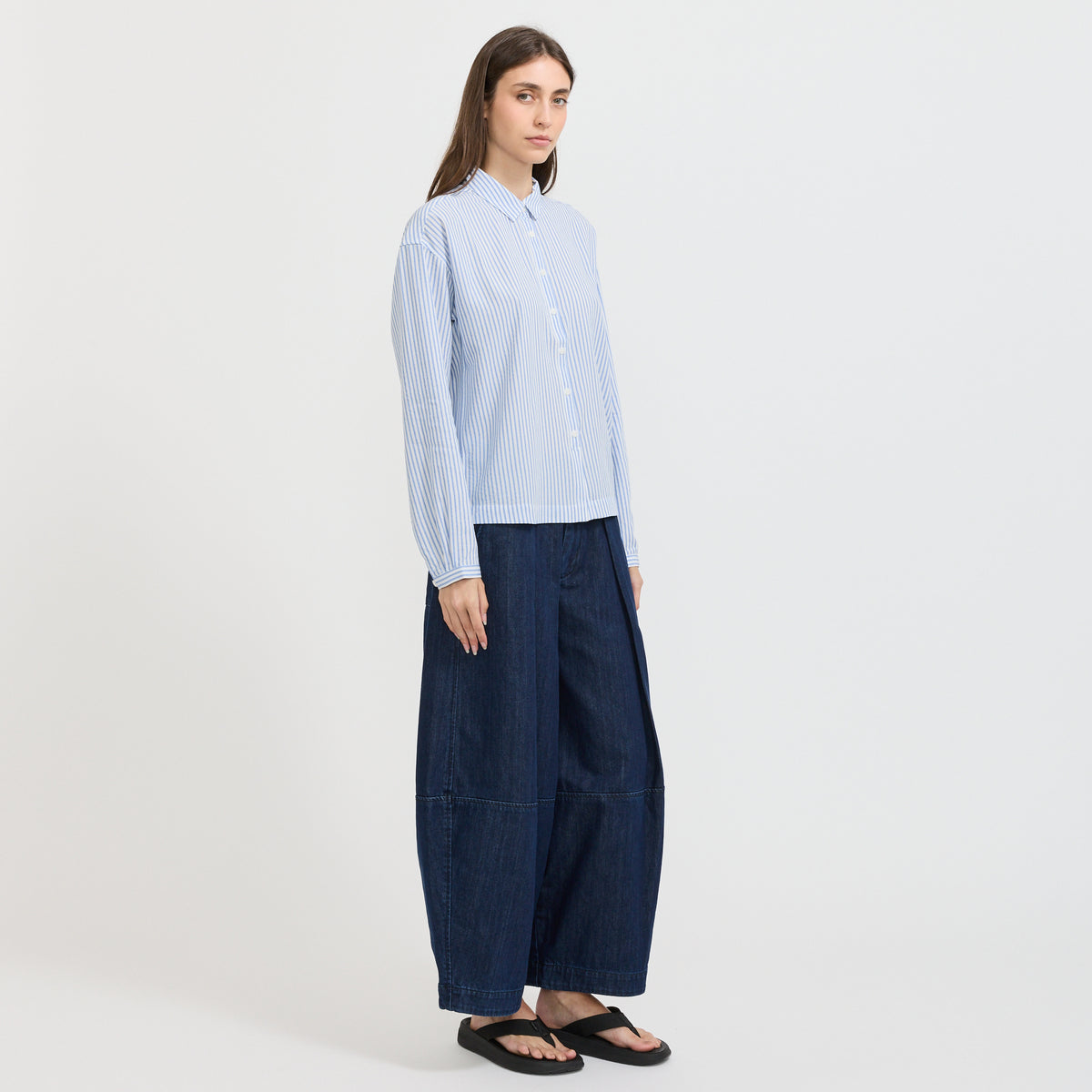 YMC | Marianne Shirt White/Blue Stripe | Maplestore