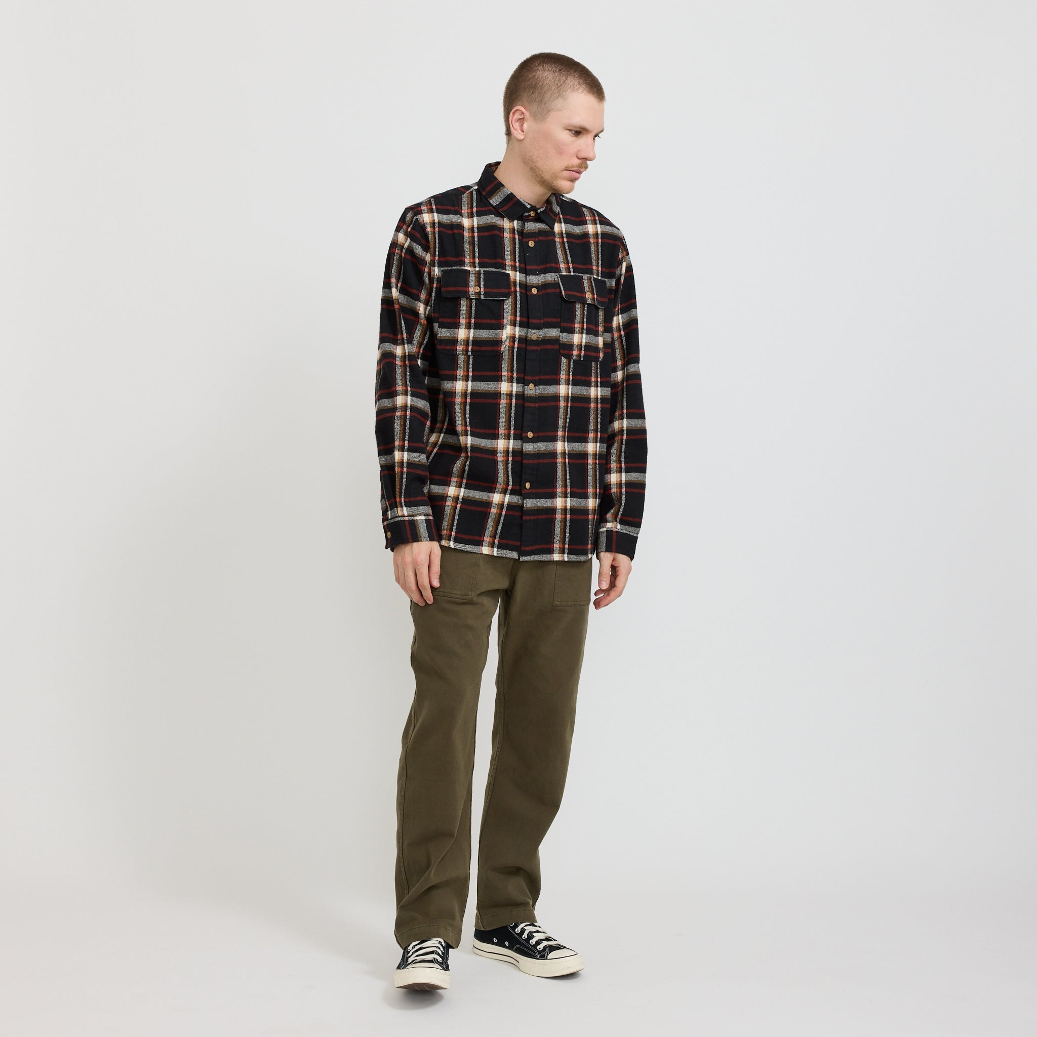 McTavish | Twin Pocket Flannel Shirt Black Multi | Maplestore