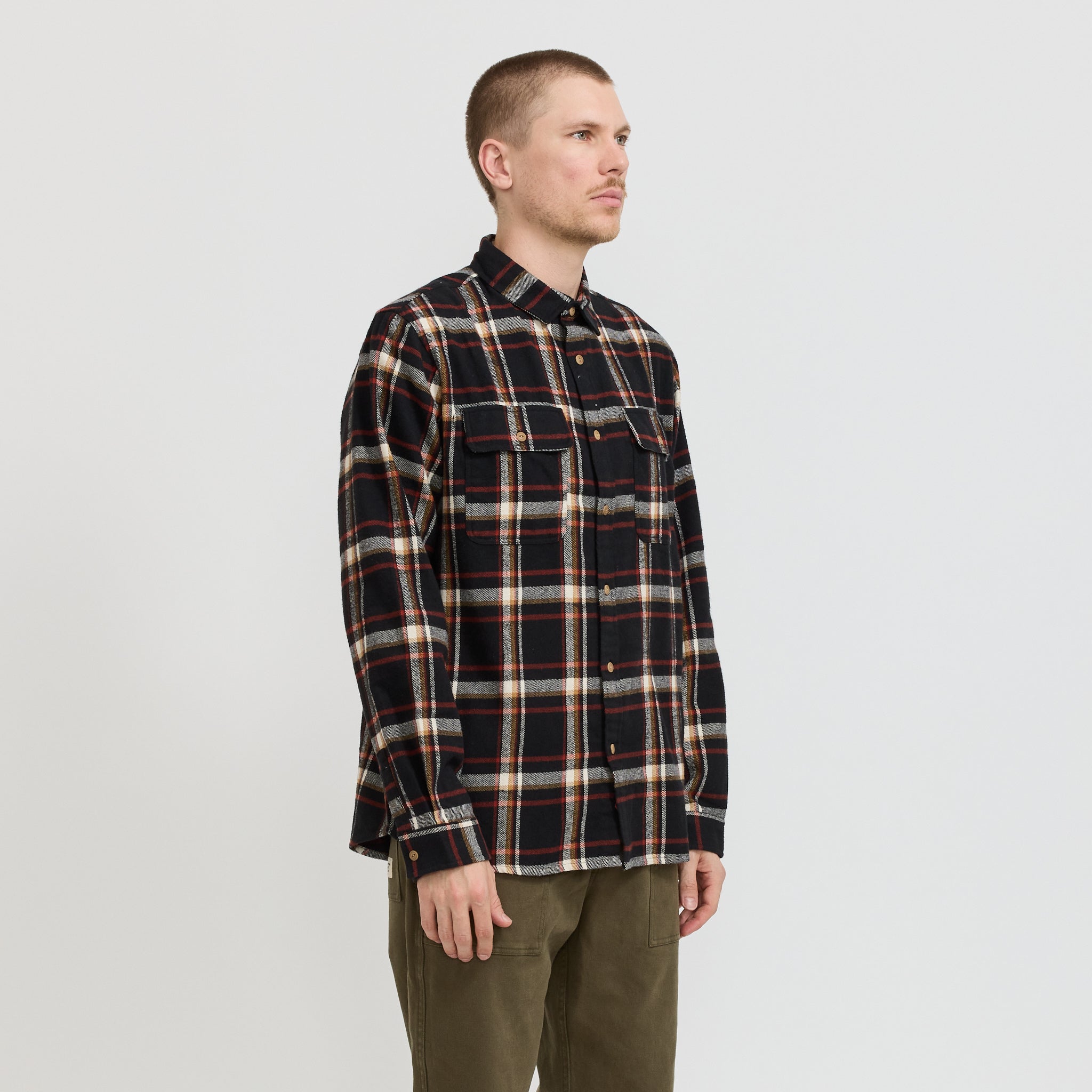 McTavish | Twin Pocket Flannel Shirt Black Multi | Maplestore