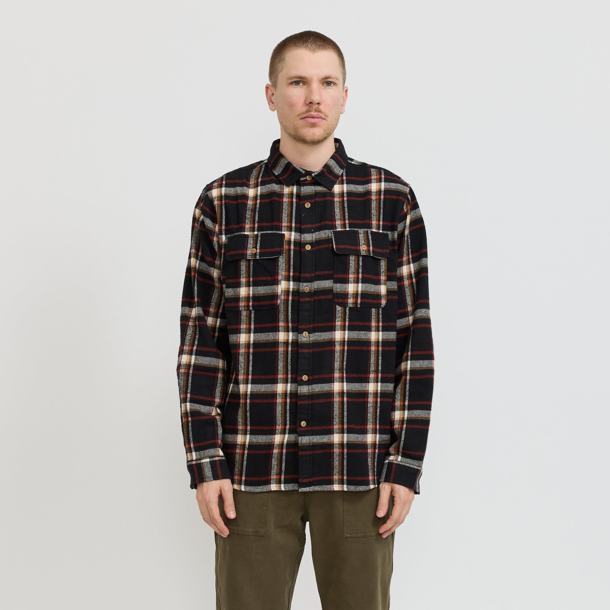 McTavish | Twin Pocket Flannel Shirt Black Multi | Maplestore
