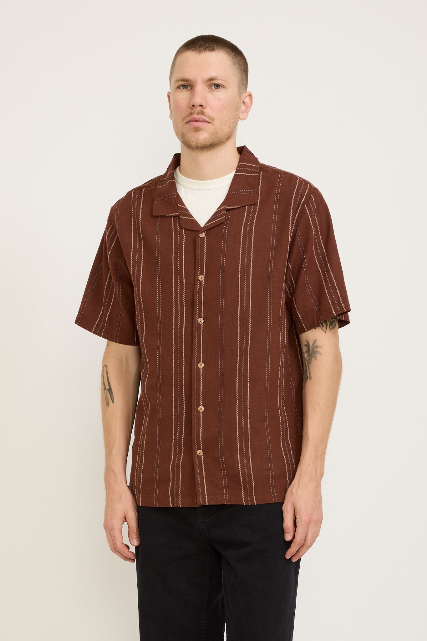 McTavish | Washed Camp Collar Shirt Brown Multi | Maplestore