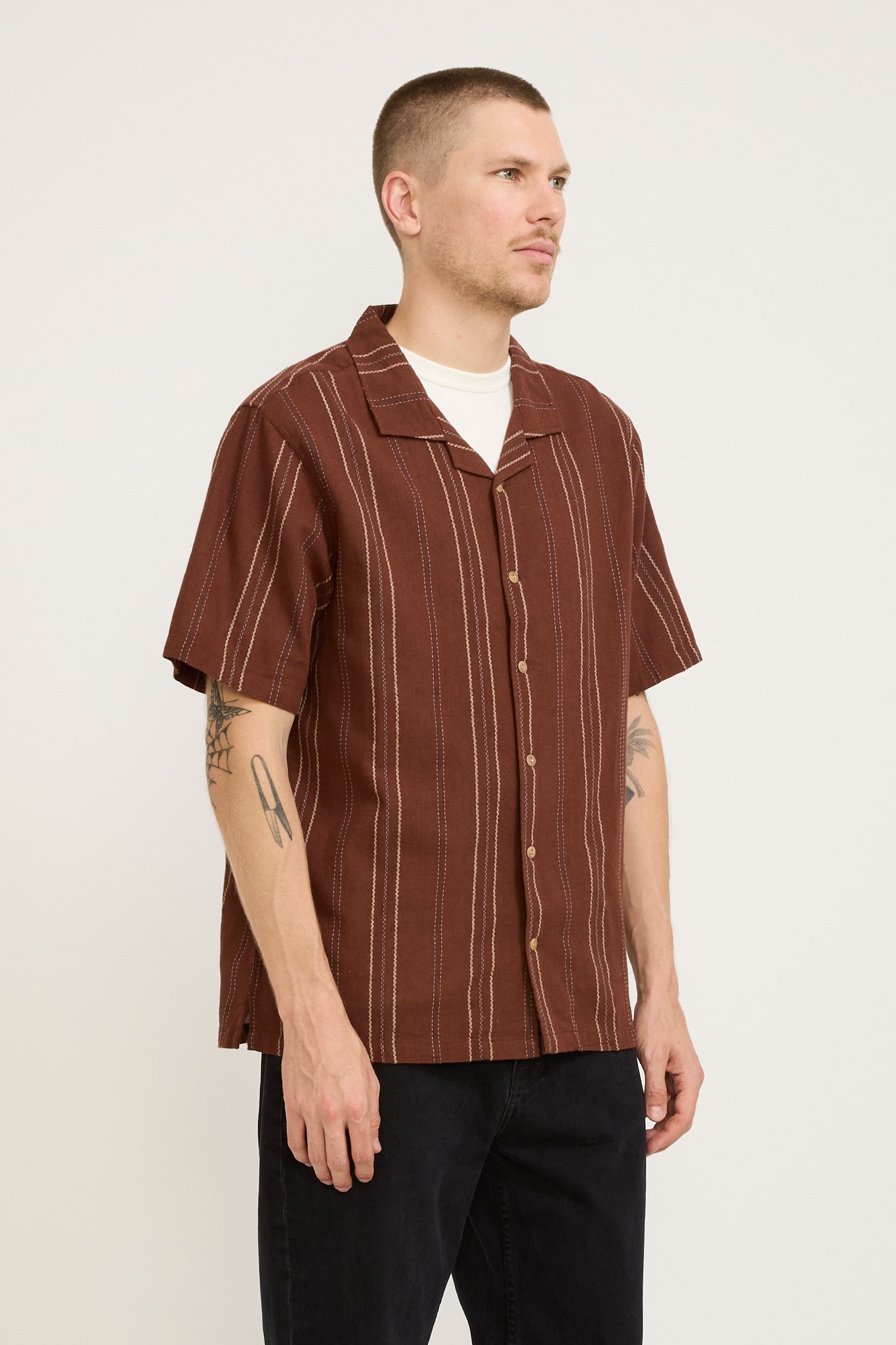 McTavish | Washed Camp Collar Shirt Brown Multi | Maplestore