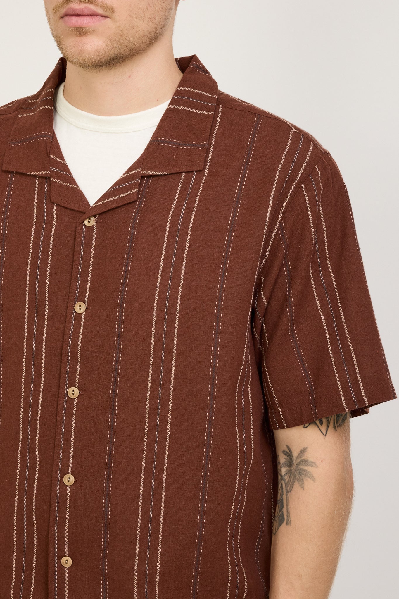 McTavish | Washed Camp Collar Shirt Brown Multi | Maplestore