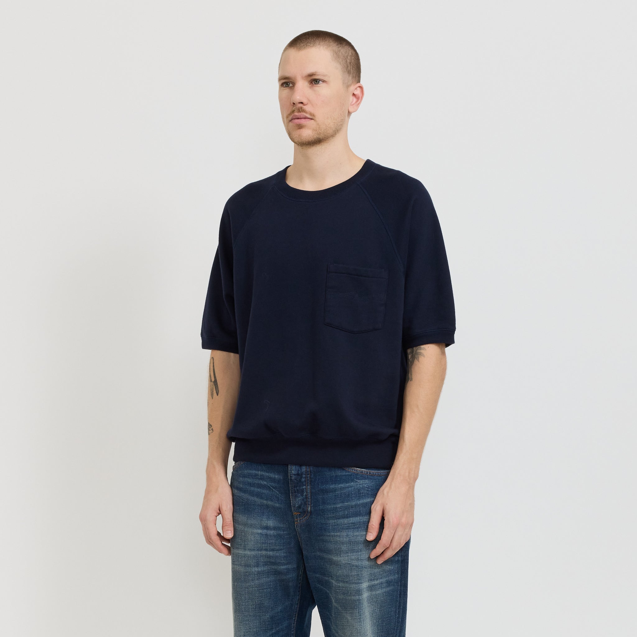 Nudie Jeans Co. | Kaj Short Sleeved Sweatshirt Blueberry | Maplestore