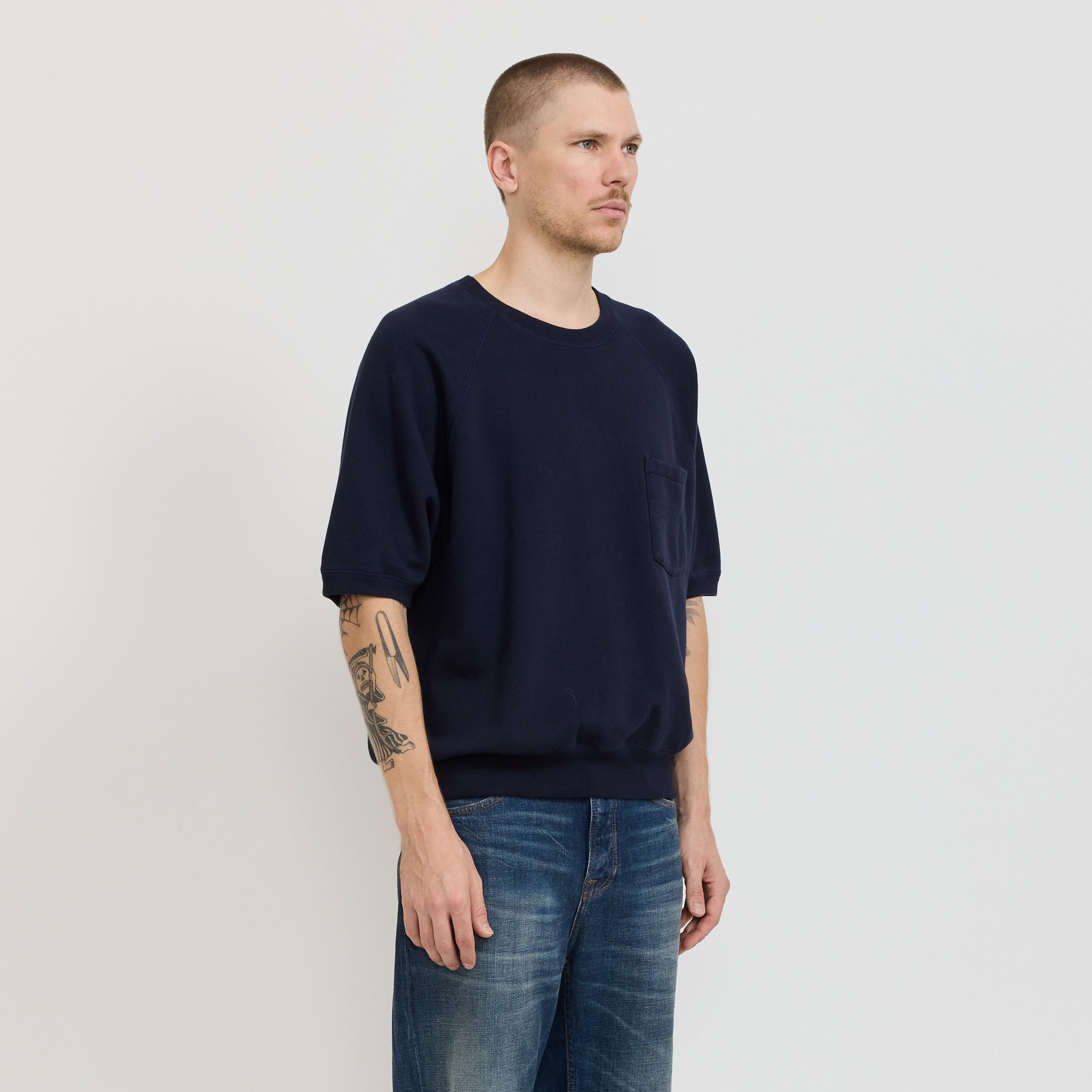 Nudie Jeans Co. | Kaj Short Sleeved Sweatshirt Blueberry | Maplestore