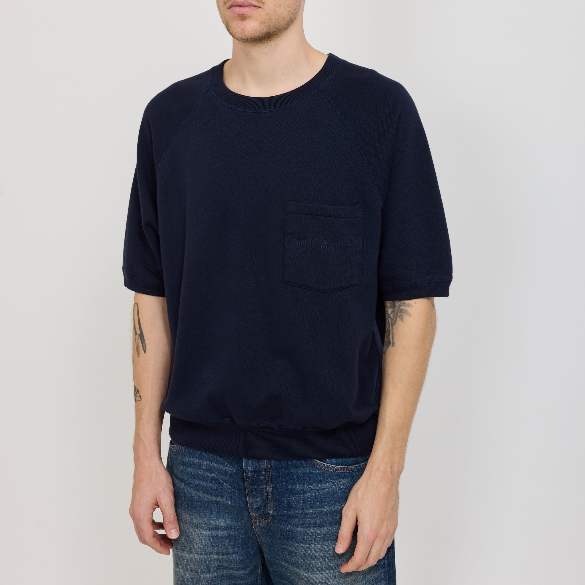 Nudie Jeans Co. | Kaj Short Sleeved Sweatshirt Blueberry | Maplestore