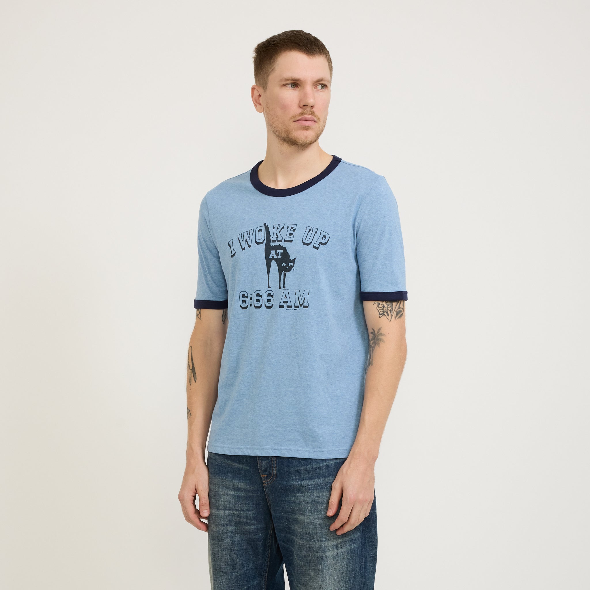 Ricky 6-66 Ringer T-Shirt Bluemelange | Maplestore
