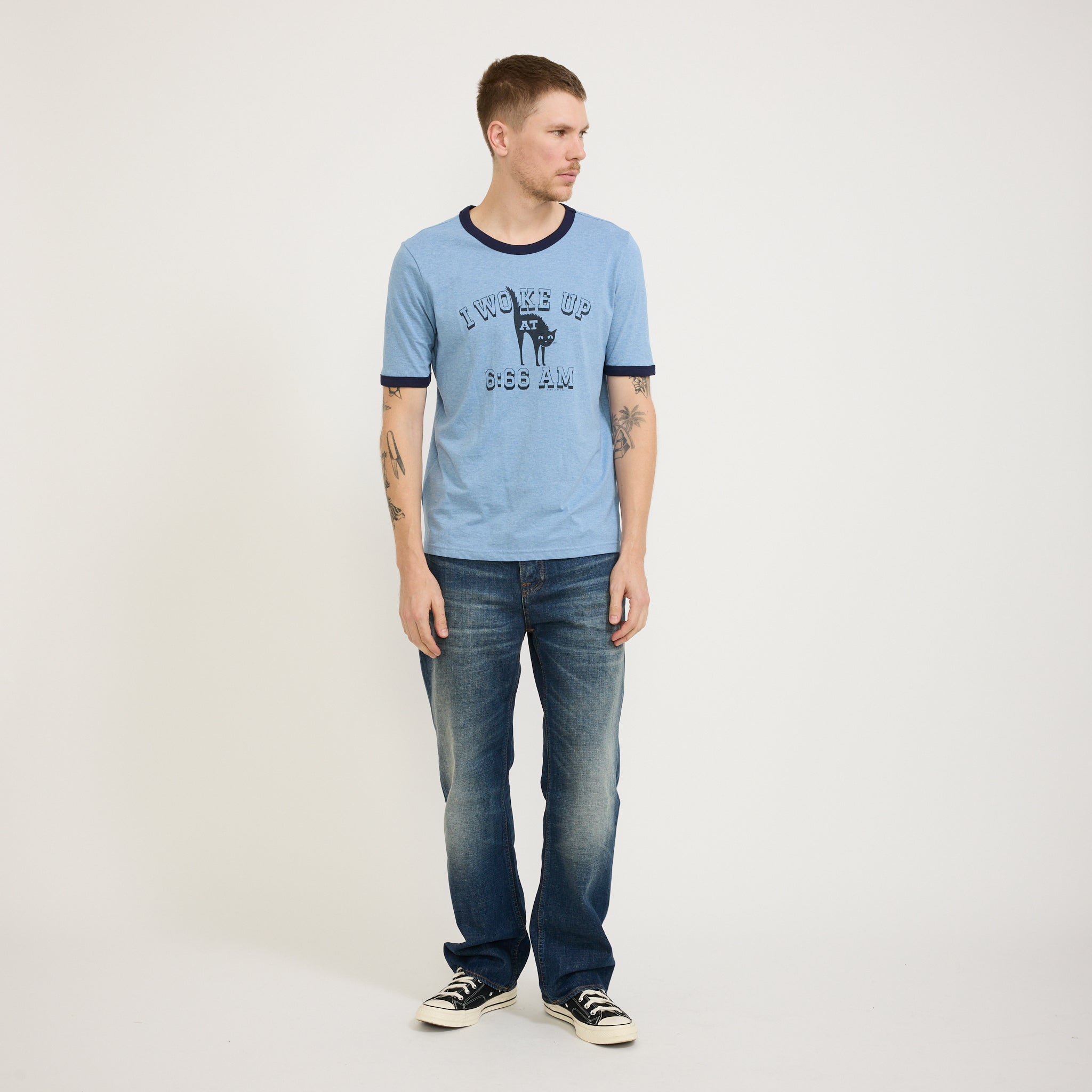 Nudie Jeans Co. | Ricky 6-66 Ringer T-Shirt Bluemelange | Maplestore