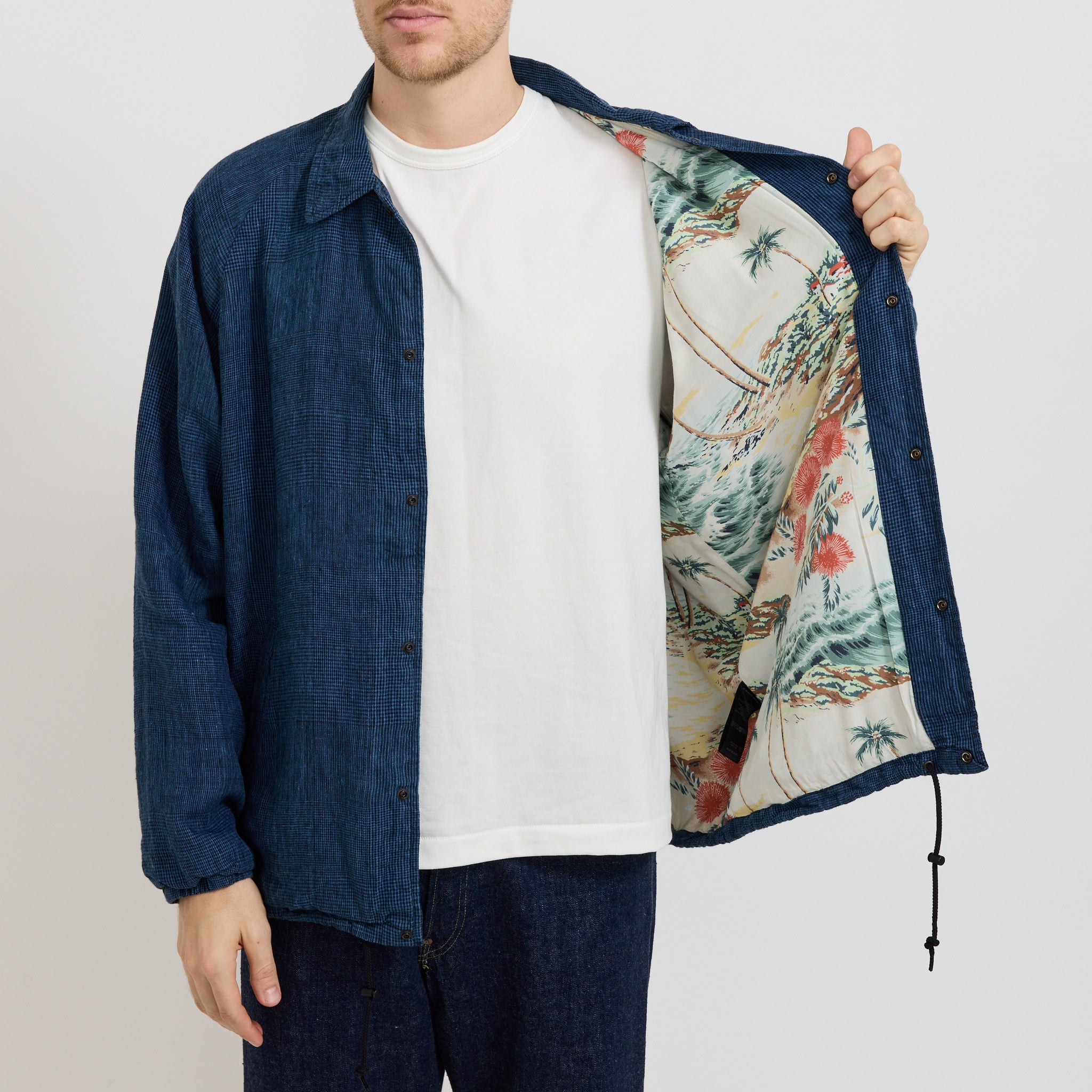 Orslow | Coach Jacket Indigo Check | Maplestore