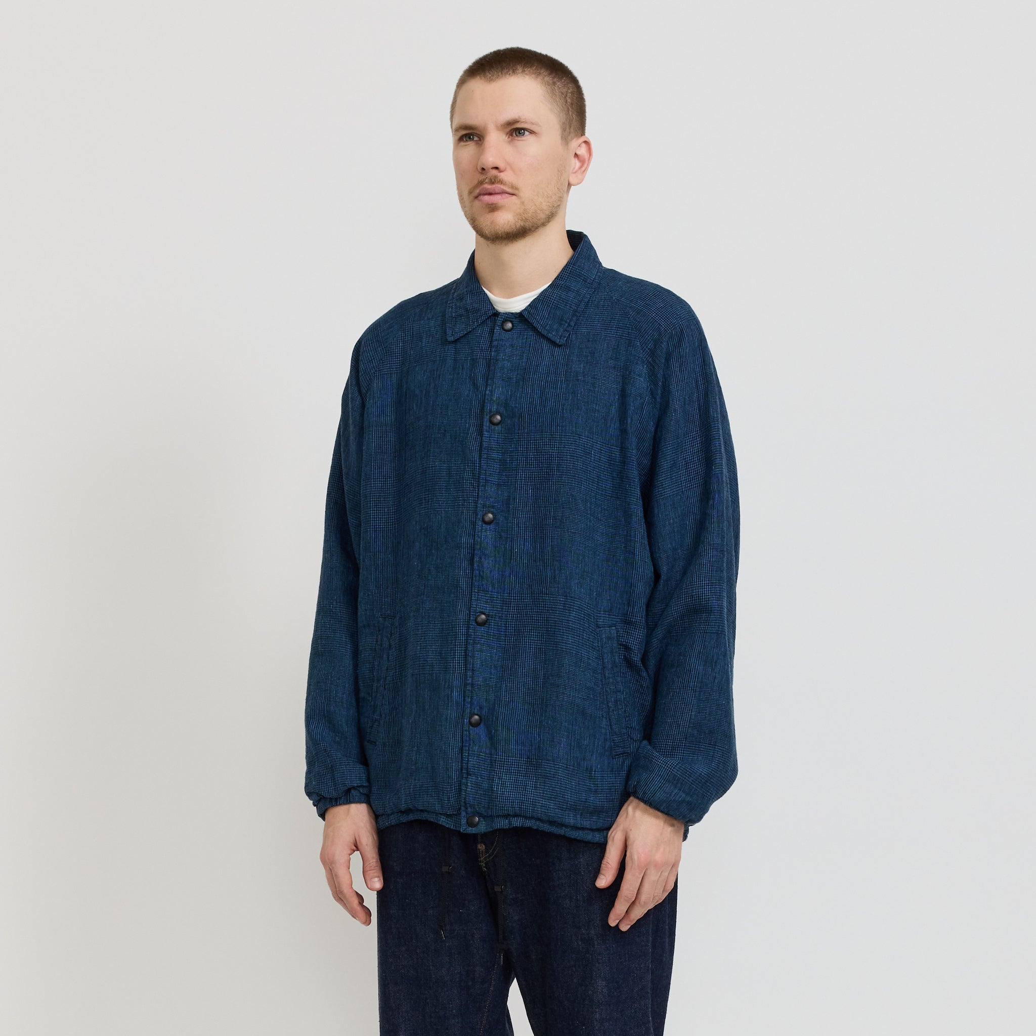 Orslow | Coach Jacket Indigo Check | Maplestore