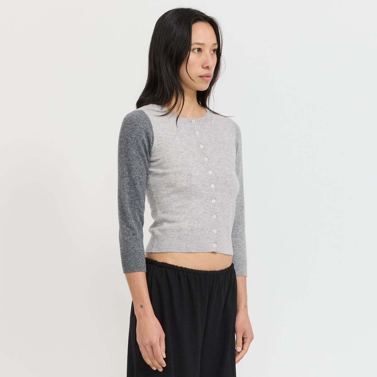Peachy Den | Ava Colourblock Cardigan Greyscale | Maplestore