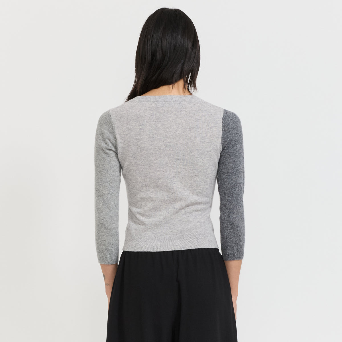 Peachy Den | Ava Colourblock Cardigan Greyscale | Maplestore