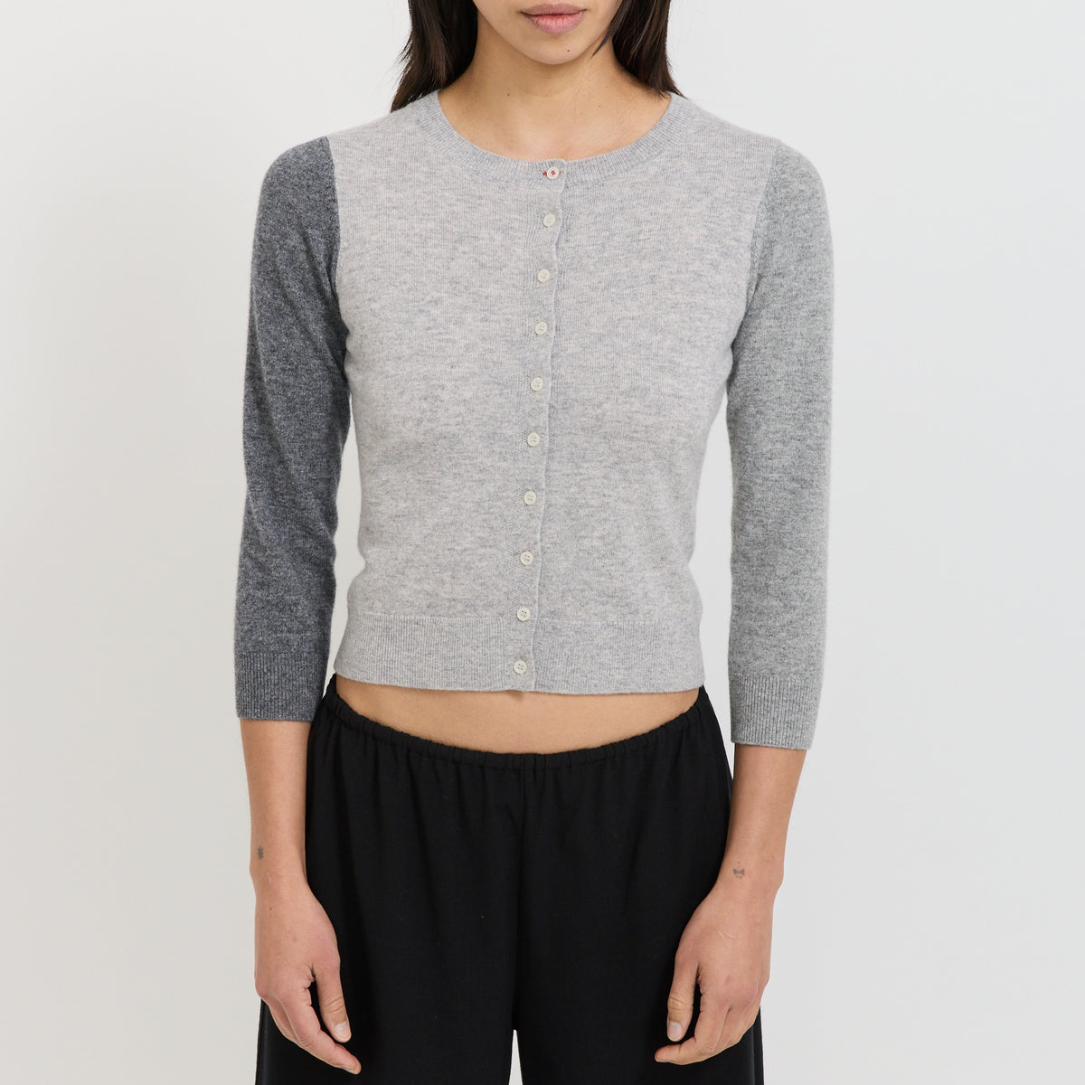 Peachy Den | Ava Colourblock Cardigan Greyscale | Maplestore
