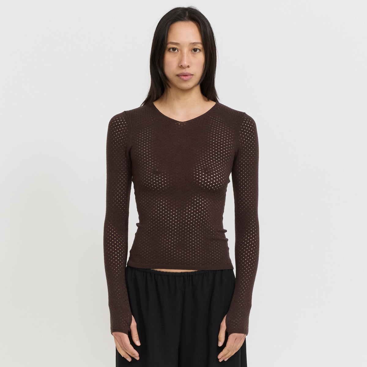 Peachy Den | Carly Thermal Knit Chocolate | Maplestore