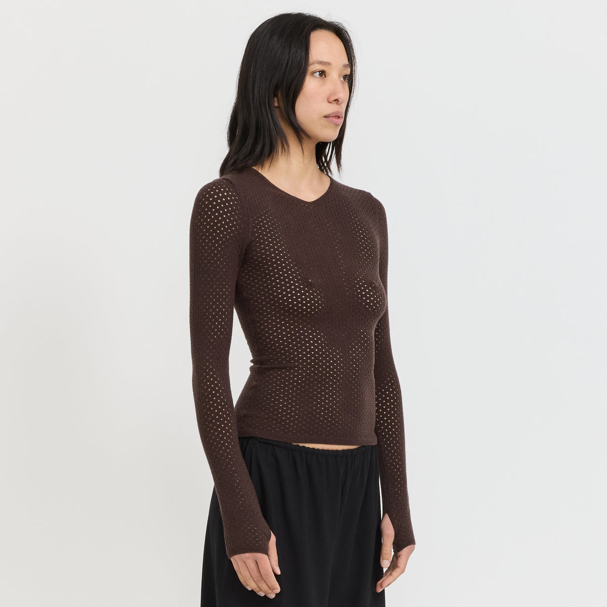 Peachy Den | Carly Thermal Knit Chocolate | Maplestore