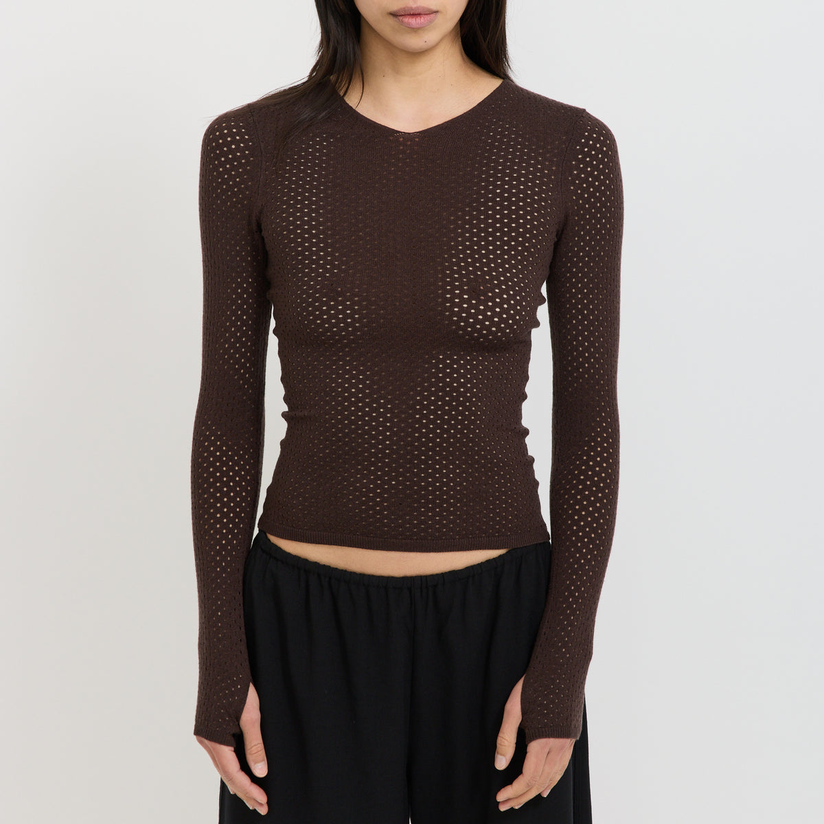 Peachy Den | Carly Thermal Knit Chocolate | Maplestore