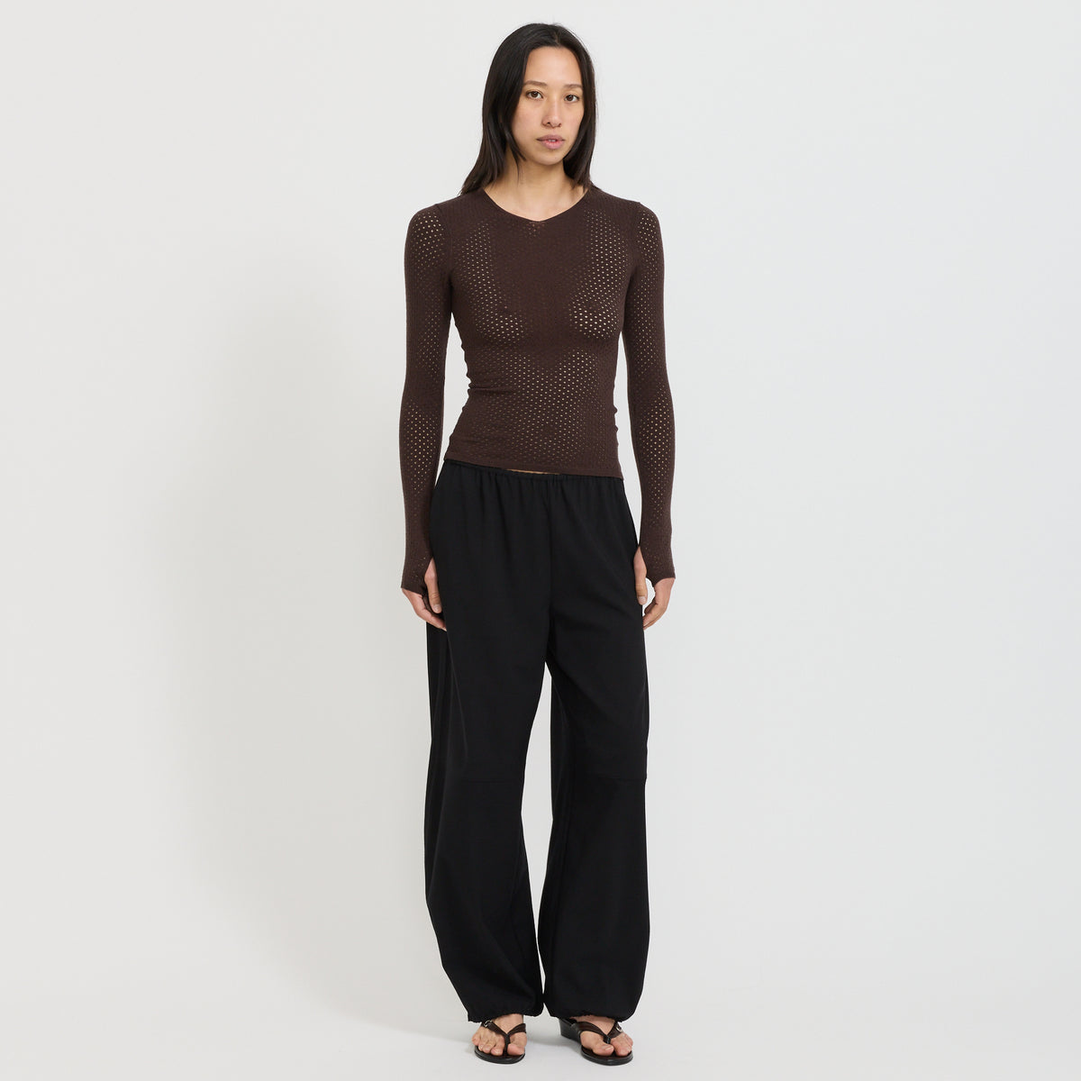 Peachy Den | Carly Thermal Knit Chocolate | Maplestore