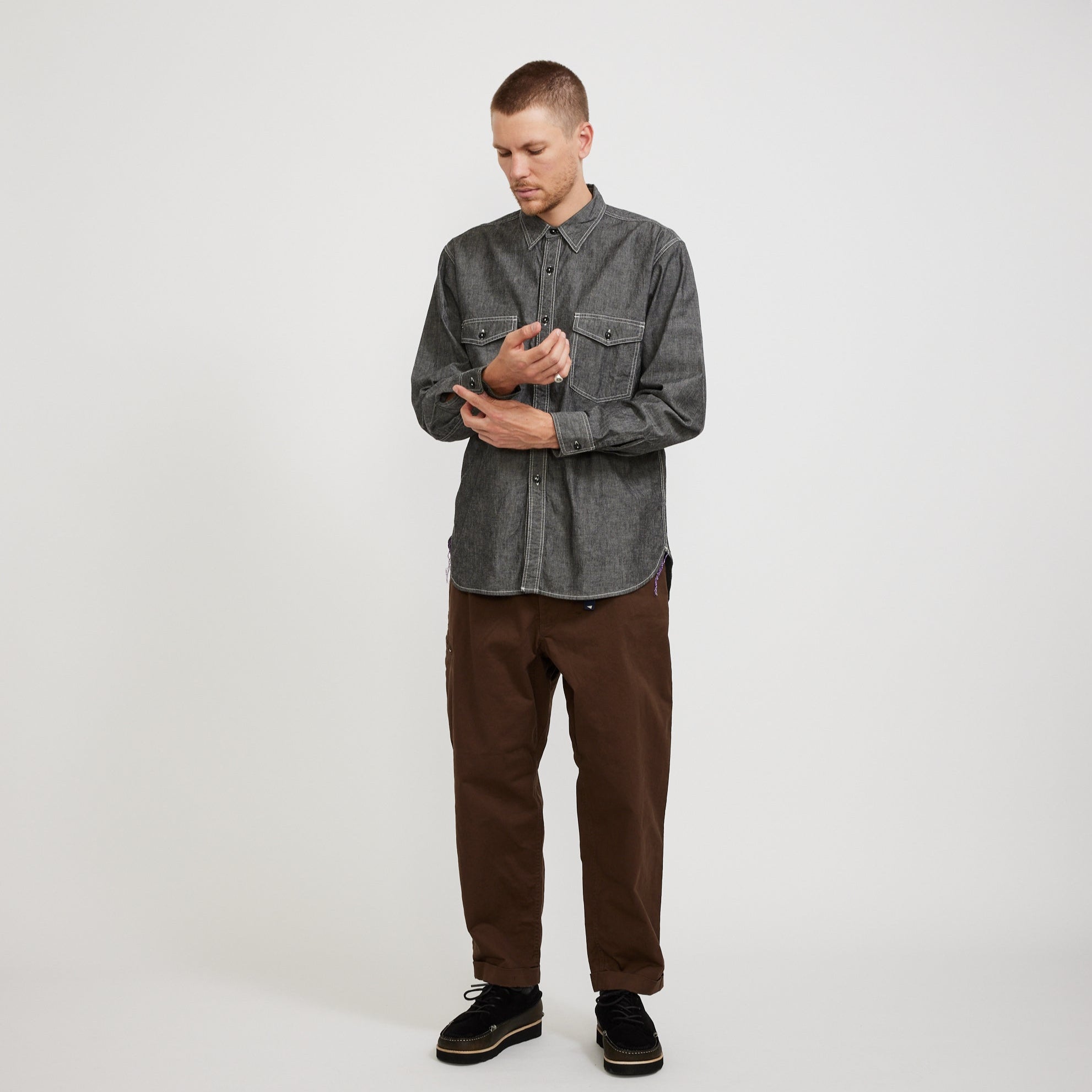 Rucker Chambray Shirt Black | Durable Mens Work Shirt | Maplestore