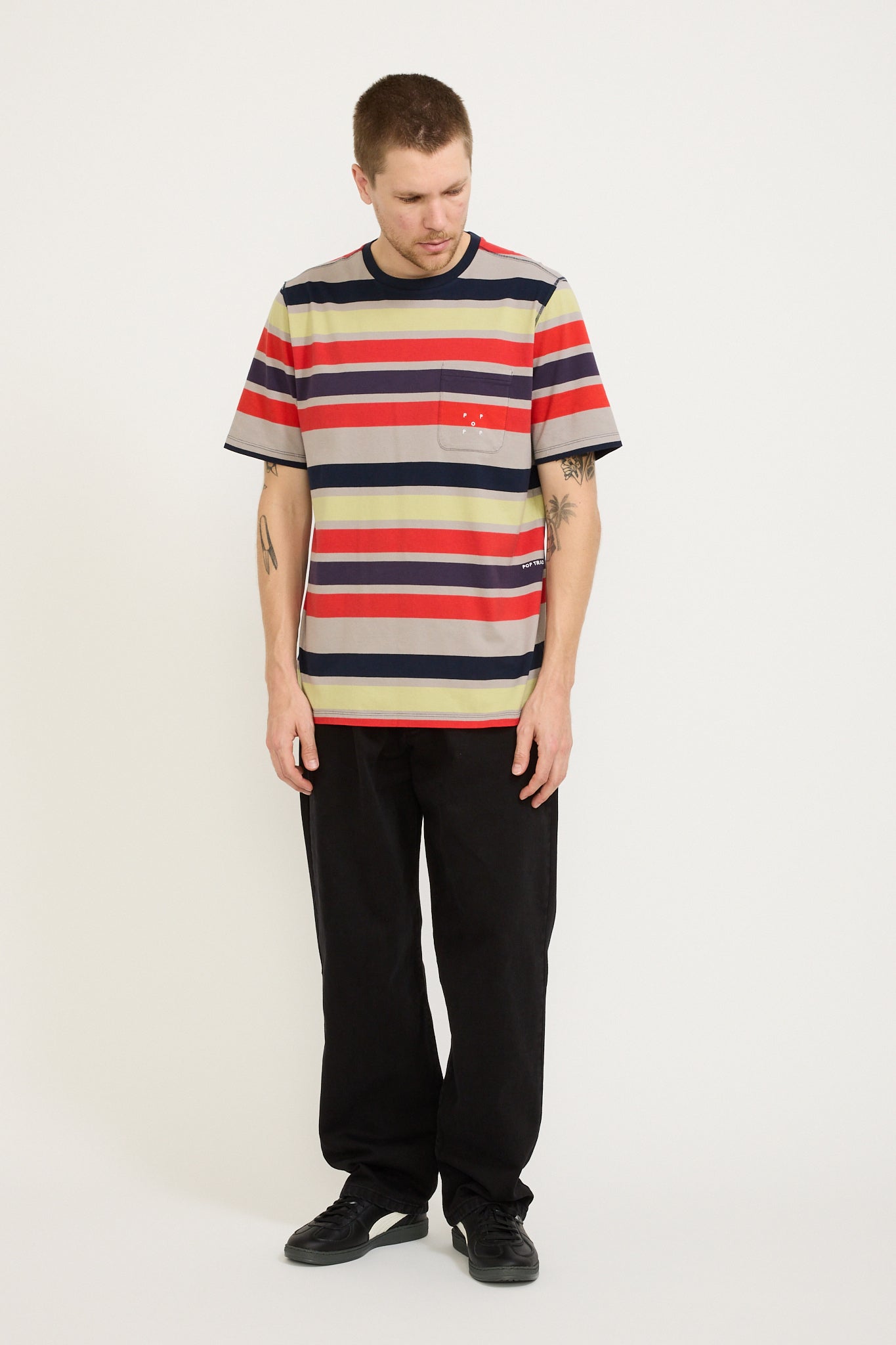 Pop Trading Company | Striped Pocket T-Shirt Multicolour | Maplestore