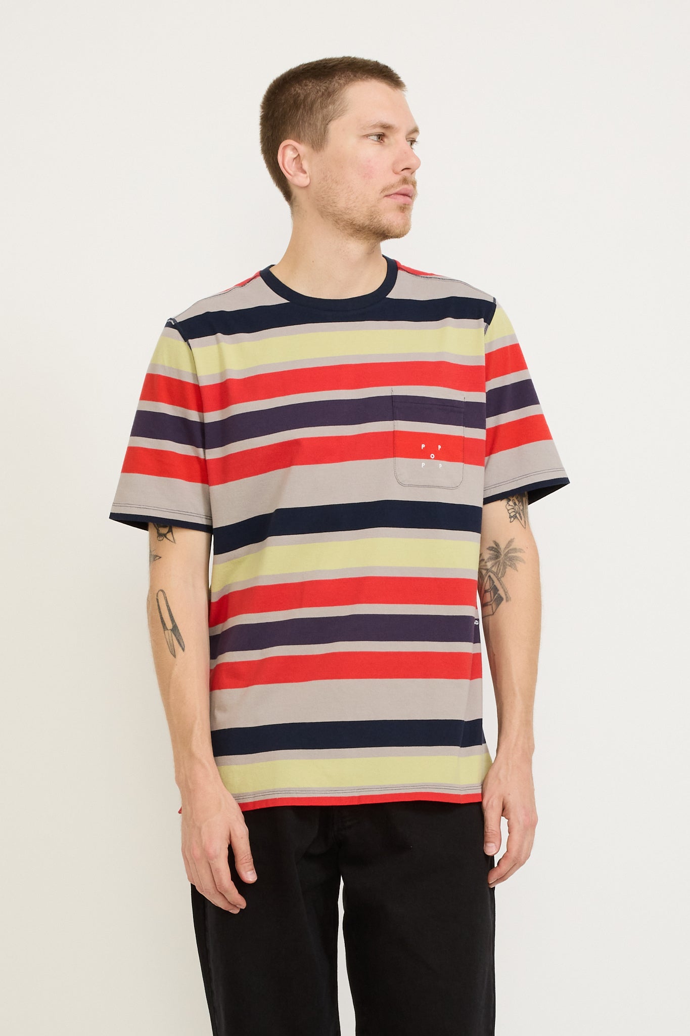 Pop Trading Company | Striped Pocket T-Shirt Multicolour | Maplestore