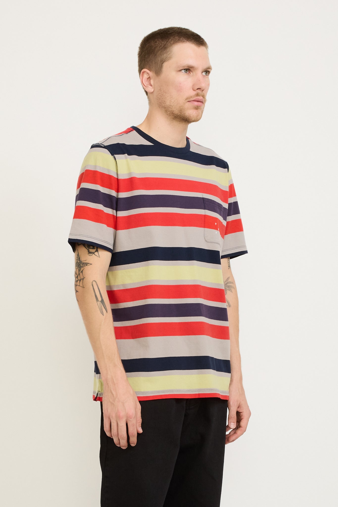 Pop Trading Company | Striped Pocket T-Shirt Multicolour | Maplestore