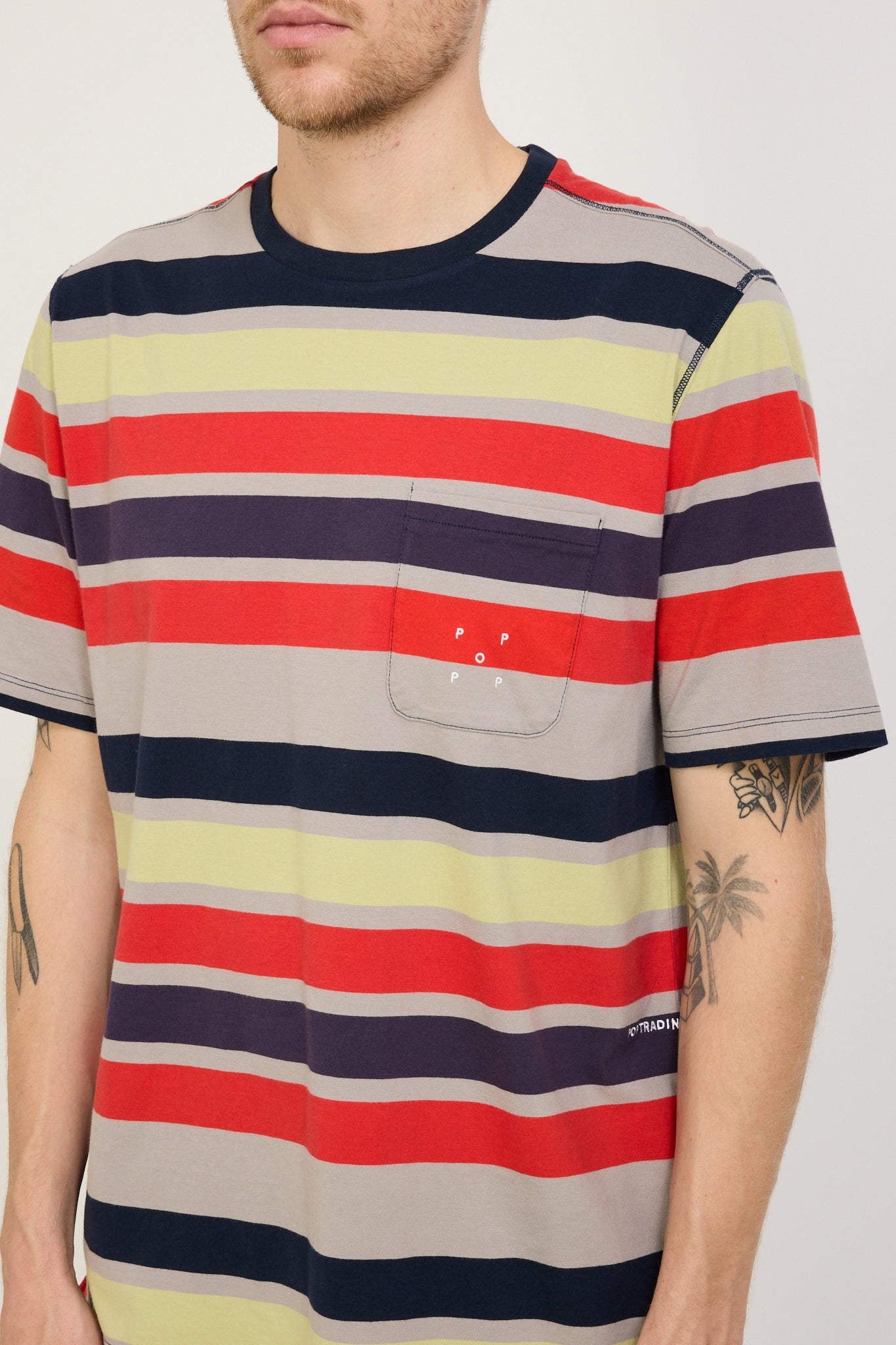 Pop Trading Company | Striped Pocket T-Shirt Multicolour | Maplestore
