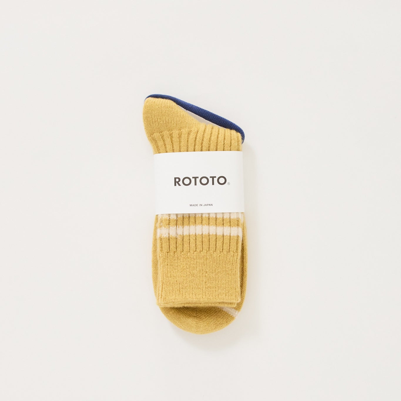 Rototo | Merino Lambs Wool Stripe Socks Yellow | Maplestore