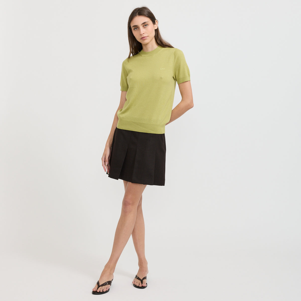 A.P.C. | Skirt Mini Pleated Dark Brown | Maplestore