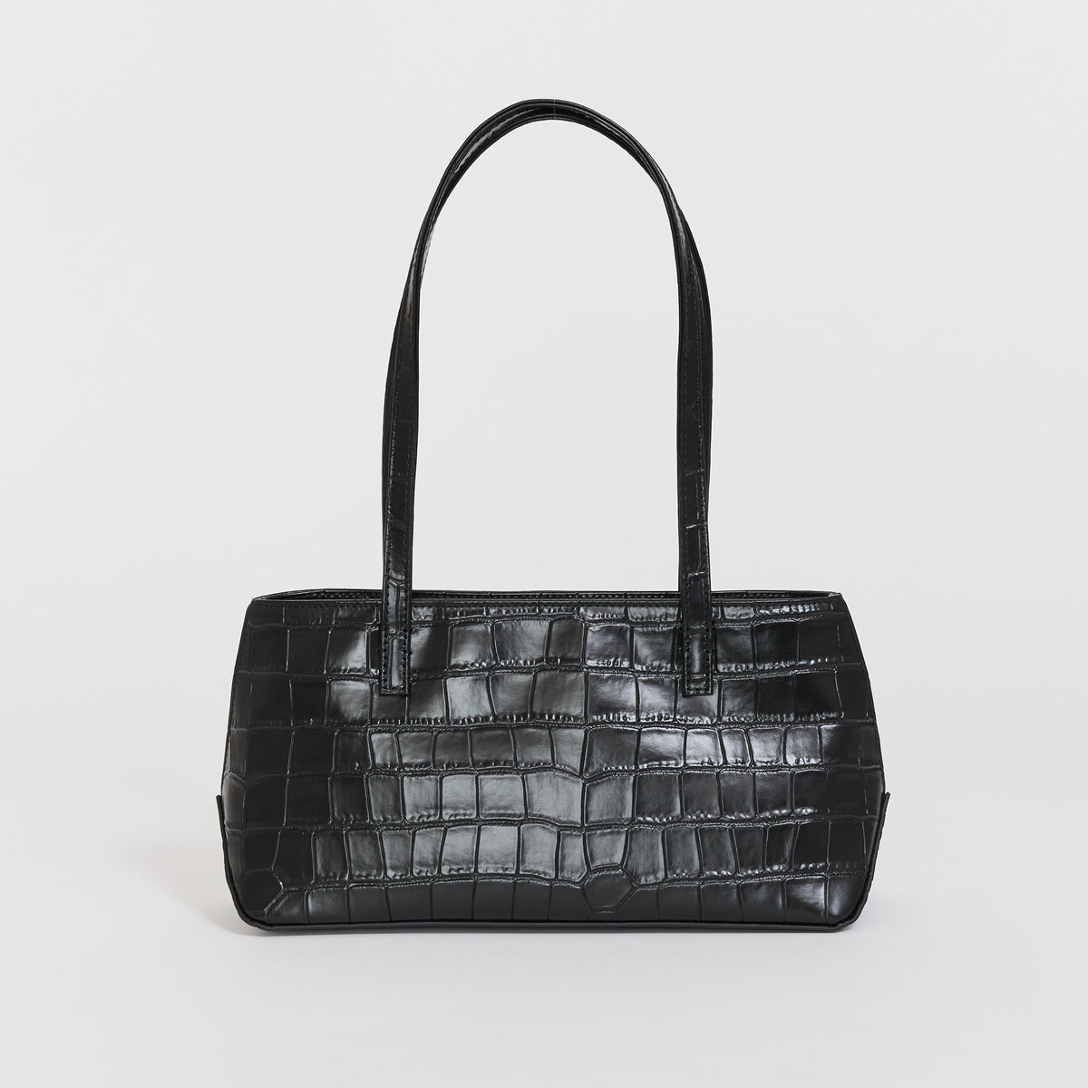 St. Agni | Slim Shoulder Bag Croc Embossed Black | Maplestore