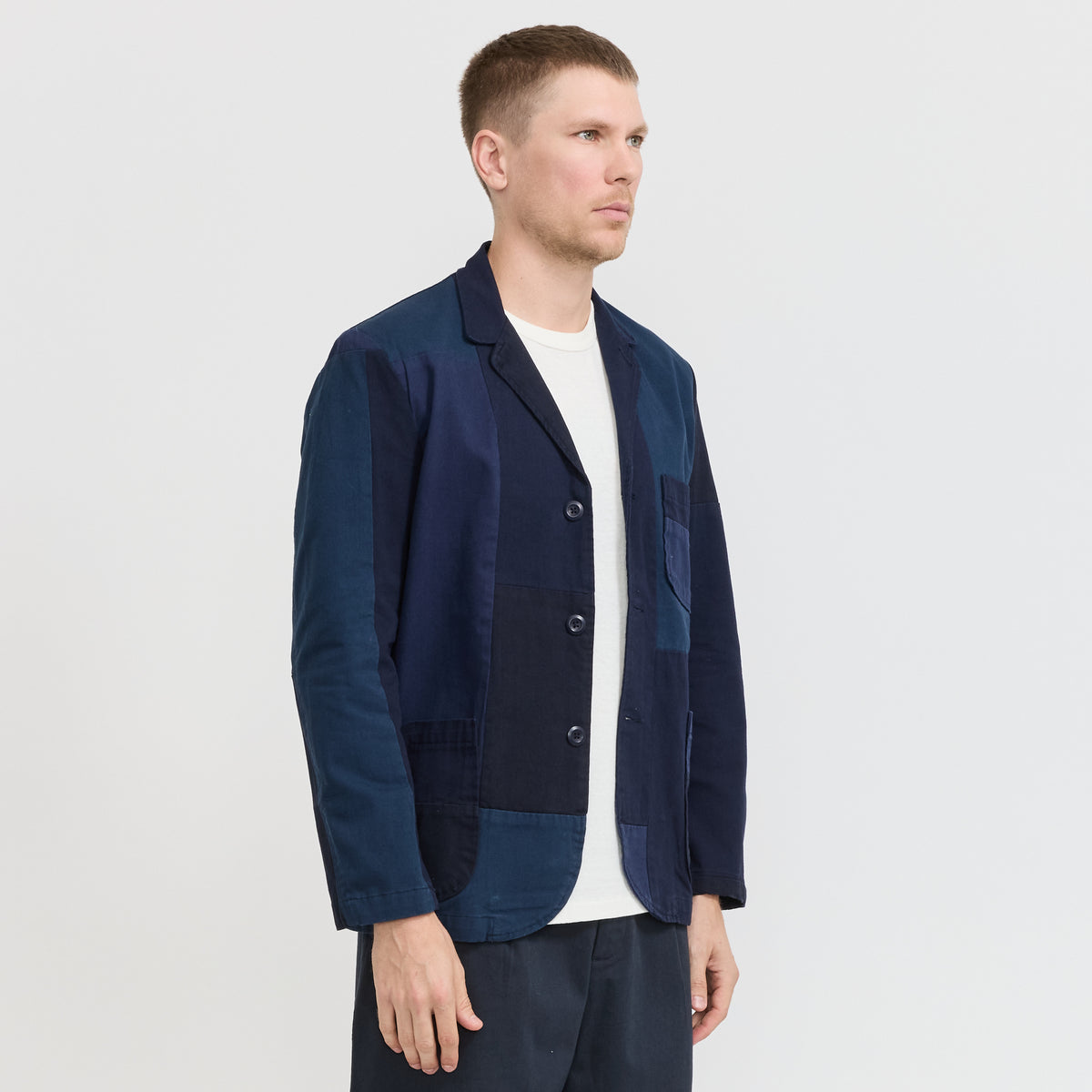 Universal Works | Three Button Jacket Navy Patchwork | Maplestore